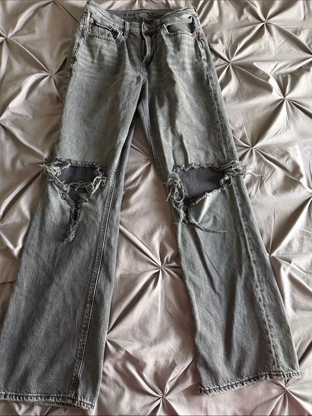 American Eagle Outfitters black Distressed Flare Jeans